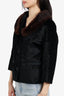 Vintage Black Crop Jacket with Mink Collar Size M