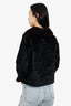 Vintage Black Crop Jacket with Mink Collar Size M