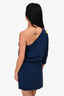 Tibi Navy Sequins One-Shoulder Dress Size 4