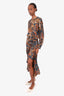 Johanna Ortiz Green/Brown Jaguar Printed Silky Maxi Dress Size 6