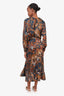 Johanna Ortiz Green/Brown Jaguar Printed Silky Maxi Dress Size 6