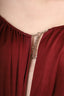 Gucci Vintage Burgundy Satin Short-Sleeve Chain Front Blouse size 6