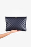 Chanel 2017/18 Navy Blue Caviar Leather Clutch