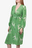 Realisation Par Green Floral Long-Sleeve Midi Dress size Small