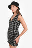 Valentino Black/White Check V-Neck Sleeveless Mini Dress Size 40