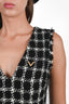 Valentino Black/White Check V-Neck Sleeveless Mini Dress Size 40