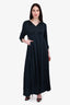 Vetements Navy Silk Hooded V-Neck Full Length Dress Size S