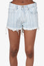 Off-White Blue/White Denim Striped Shorts Size 24