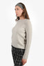 Celine Grey Cashmere Embroidered Logo Crewneck Sweater Size XS