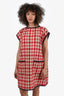 Gucci Red/White Tweed Sleeveless Front Pocket Dress Size 44