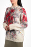 Prada Cream/Red Mohair Blend Floral Bouquet Sweater Size 42