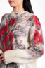 Prada Cream/Red Mohair Blend Floral Bouquet Sweater Size 42