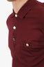 Saint Laurent Vintage Burgundy Cotton Long Sleeve Polo Shirt Size XL