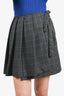 Miu Miu Grey/Blue Check Wool Tie Mini Skirt Size 38