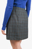 Miu Miu Grey/Blue Check Wool Tie Mini Skirt Size 38
