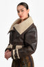Burberry 2010 F/W Runway Brown Leather Shearling Aviator Size 40