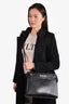 Saint Laurent Black Croc Embossed Leather Manhattan Top Handle Bag with Strap