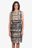 Giambattista Valli Black/Beige Printed Sleeveless Mini Dress Size 46