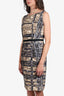 Giambattista Valli Black/Beige Printed Sleeveless Mini Dress Size 46