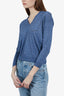 Brunello Cucinelli Blue Cashmere Beaded V-Neck Sweater Size XX-Small