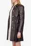 Gucci Black Leather Mid Length Coat with Silver Buttons Size 40