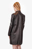 Gucci Black Leather Mid Length Coat with Silver Buttons Size 40