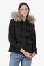 Burberry Brit Olive Fur Trim Toggle Coat Size 4