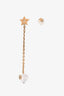 Christian Dior Gold Toned Star Drop Pearl + Star Pearl Stud Earring Set
