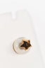 Christian Dior Gold Toned Star Drop Pearl + Star Pearl Stud Earring Set