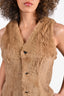 Chanel Autumn 1997 Beige Rabbit Fur Vest with Crystal Buttons Size 40