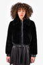 Sandro Black Leather/Faux Fur Bomber Size 0