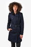 Burberry Brit Navy Blue Double Breasted Short Trench Coat Size 6