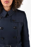 Burberry Brit Navy Blue Double Breasted Short Trench Coat Size 6