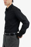 Prada Black Cotton Long Sleeve Shirt with Logo Embroidery Size 42