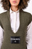 Chanel 2008 Green Cashmere Sleeveless Logo Dress Size 34