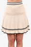 Sandro Cream Knit Mini Skirt with Black Stripes Size 36