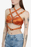Versace Orange Bikini Top with Gold-Tone Buckles Size 40