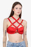 Versace Red Bikini Top with Gold-Tone Buckles Size 40