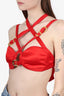 Versace Red Bikini Top with Gold-Tone Buckles Size 40