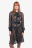 Diane Von Furstenberg Grey Animal Print Silk Dress with Belt size 6
