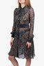 Diane Von Furstenberg Grey Animal Print Silk Dress with Belt size 6