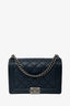 Pre-loved Chanel™ 2013/14 Navy Blue Leather Quilted Large Boy Bag