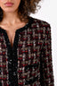 Pre-loved Chanel™ 2002 Red/Black Wool Sequin Tweed Jacket Size 38