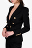 Balmain Black Wool Double Breasted Gold Buttons Blazer Jacket Size 34