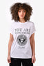 Balmain White Cotton Black Graphic T-Shirt Size 38