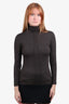 Akris Punto Brown Long-Sleeve Mockneck with Front Detail size 8