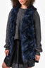 Alberto Makali Navy Fox Fur Vest Cardigan Size S