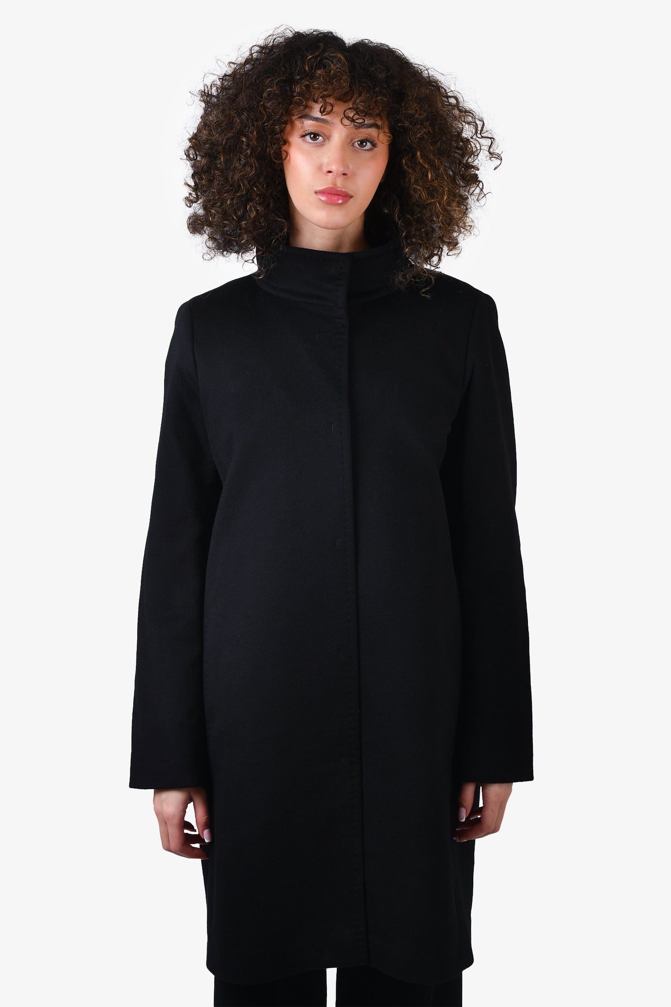 The Weekend Max Mara Black Cashmere Single Breasted Coat Size 10