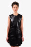 Burberry Black Faux Leather Silver Button Detailed Dress Size 8 US