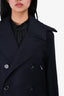Hermes Navy Wool Double Breasted Coat Size 48